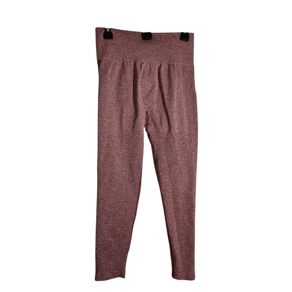 Seamless‎ High Waisted Ruched Butt Lifting Leggings L Red Heather Gym Workout